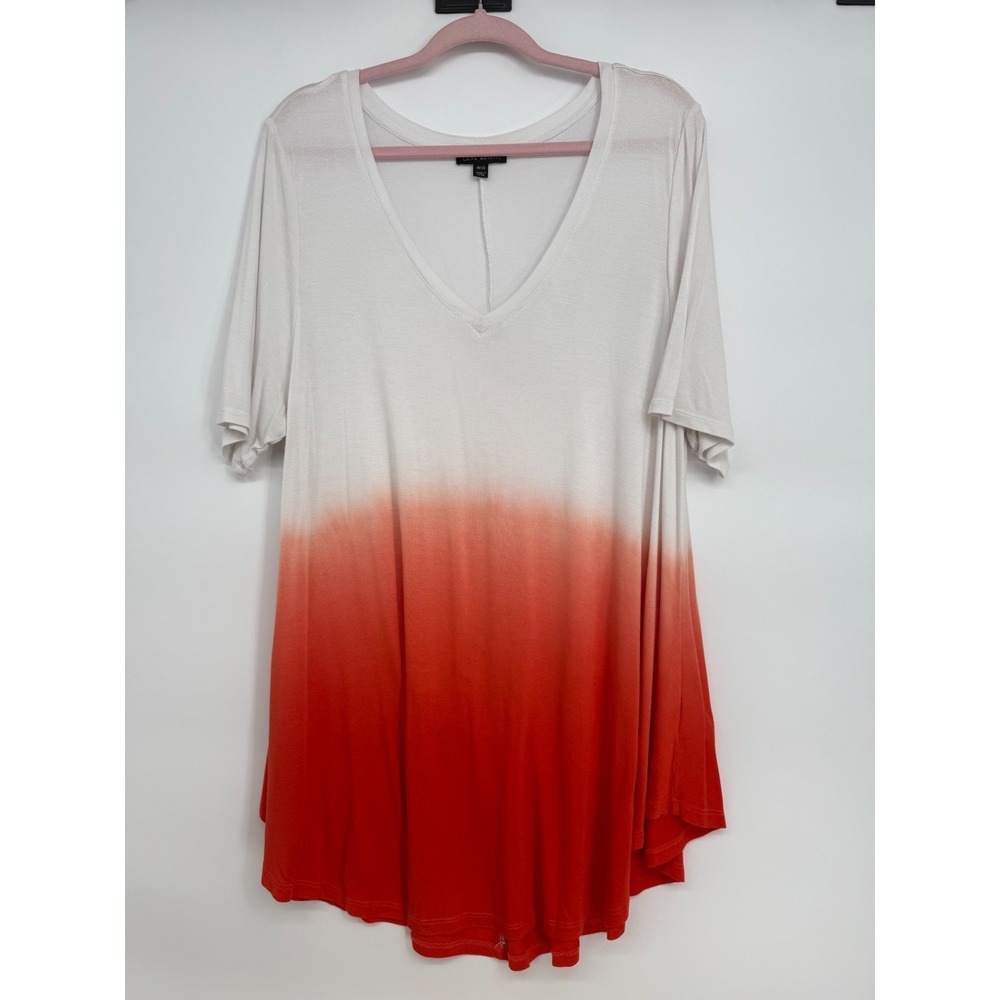 Lane Bryant Swing Shirt 18/20 V Neck White & Orange